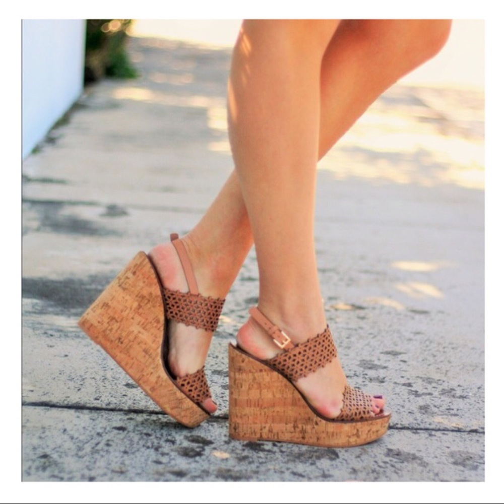 Tory Burch Tan Cork Wedge Sandals